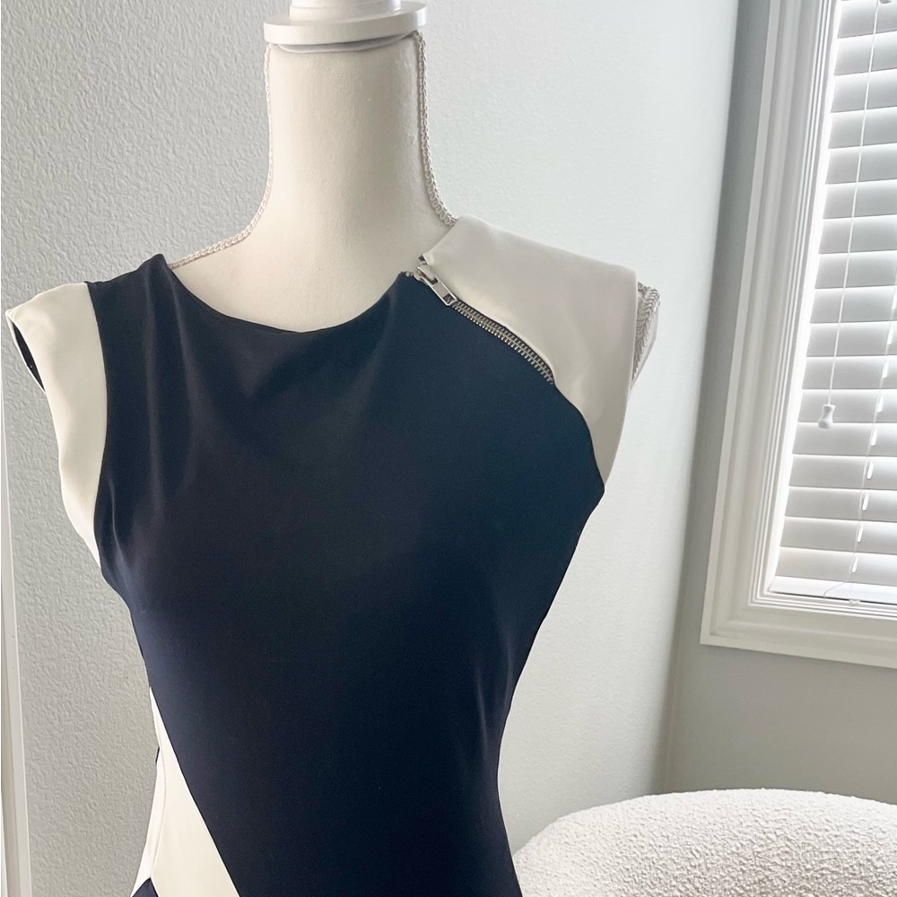 Bebe dress black and white mini dress.